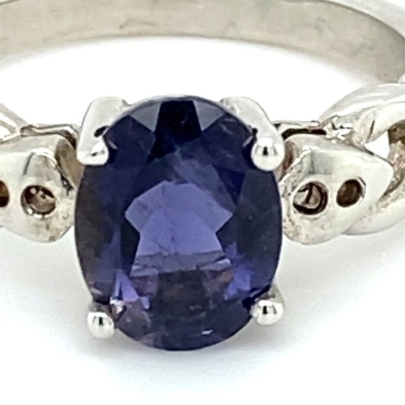 Iolite 1.79ct Rhodium Finish Solid Silver Ring - Picture 6 of 6
